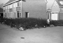 811238 Afbeelding van zwerfafval tussen de struiken ter hoogte van de huizen Jan van Galenstraat 73-77 te Utrecht.
